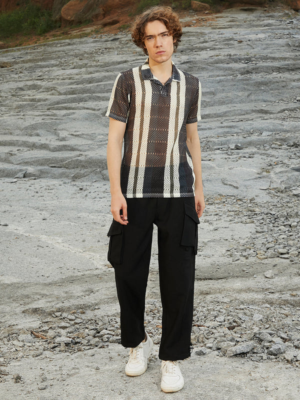 Panel Knit PoloT-Shirt
