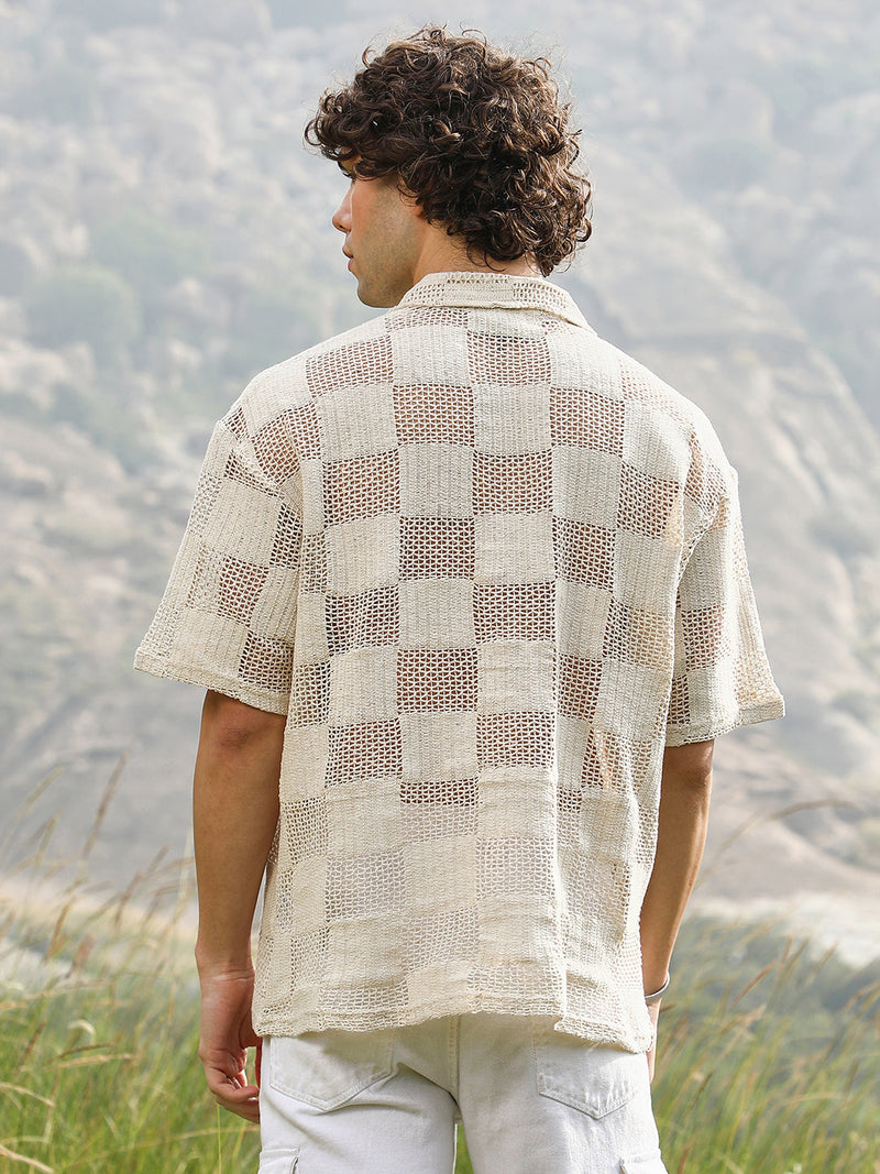 Grid Oversized Polo T-Shirt