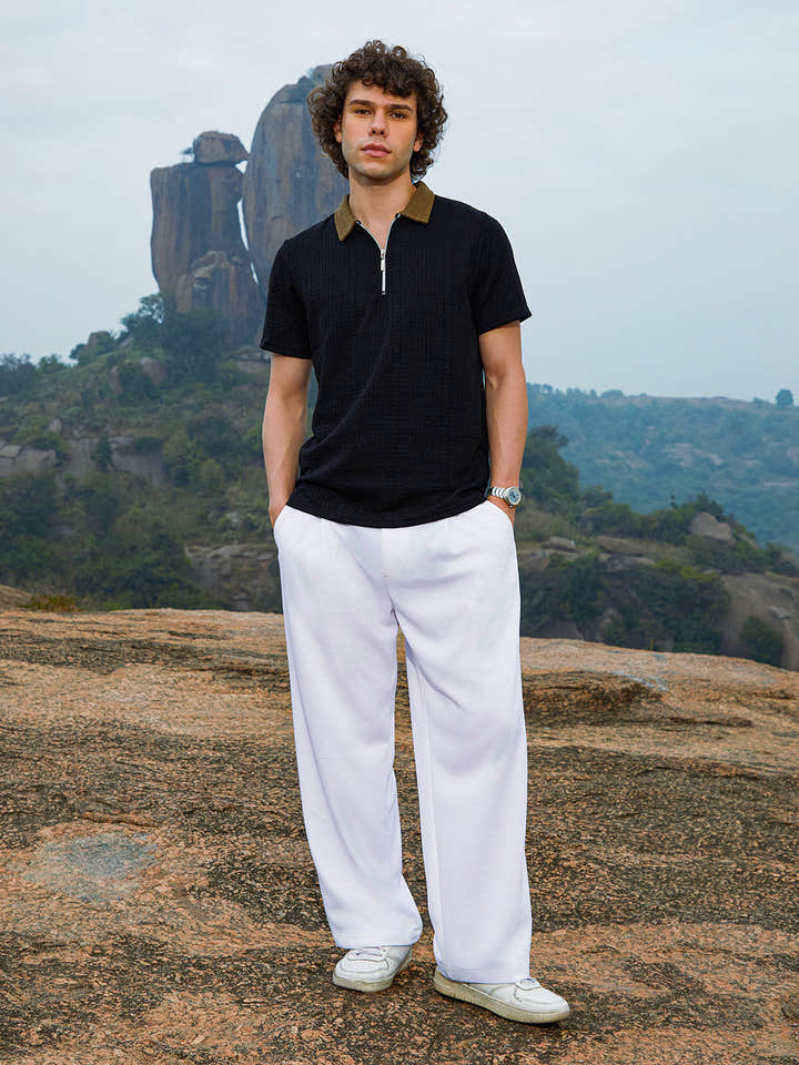 Oblique-Block Polo T-Shirt