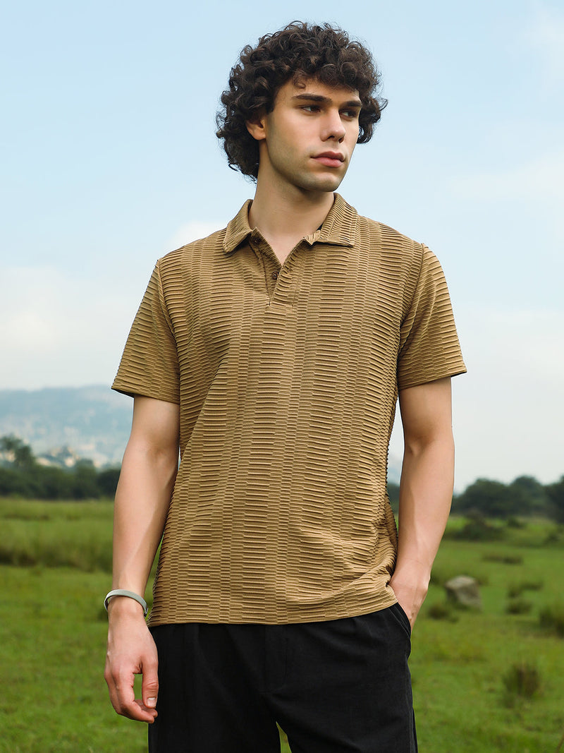 Flatten-Ruched Polo T-Shirt