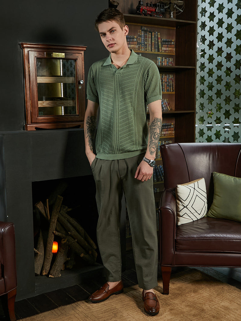 Textured-Knit Polo T-Shirt