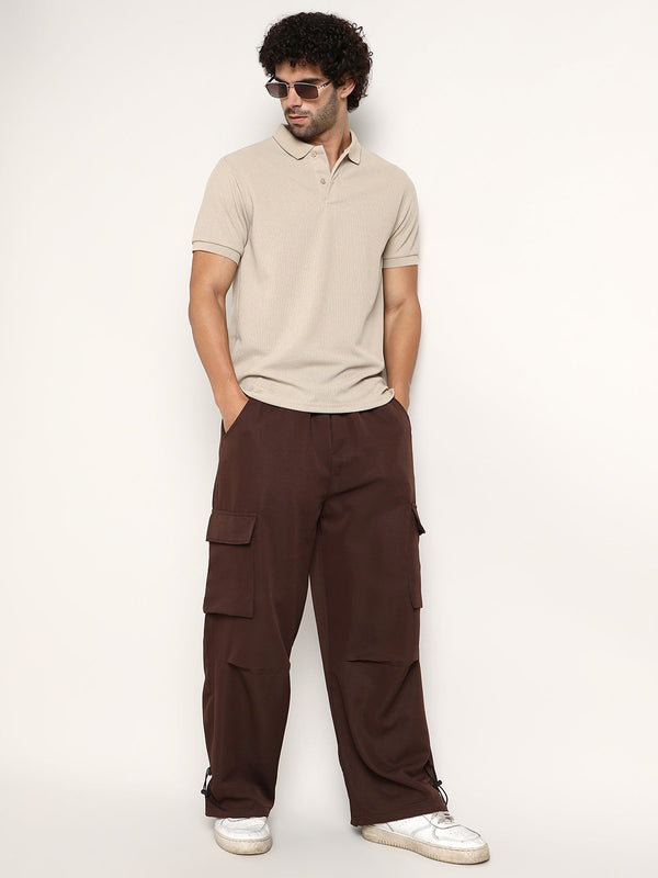 Chainlink-Ribbed Polo T-Shirt