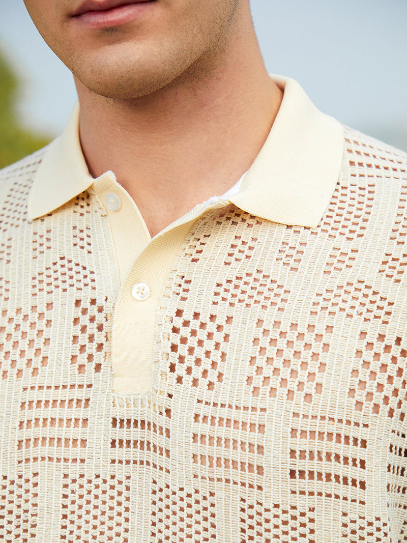 Geo-Boho Oversized Polo T-Shirt