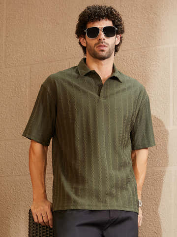 Spiralknot-Tactile Oversized Polo T-Shirt