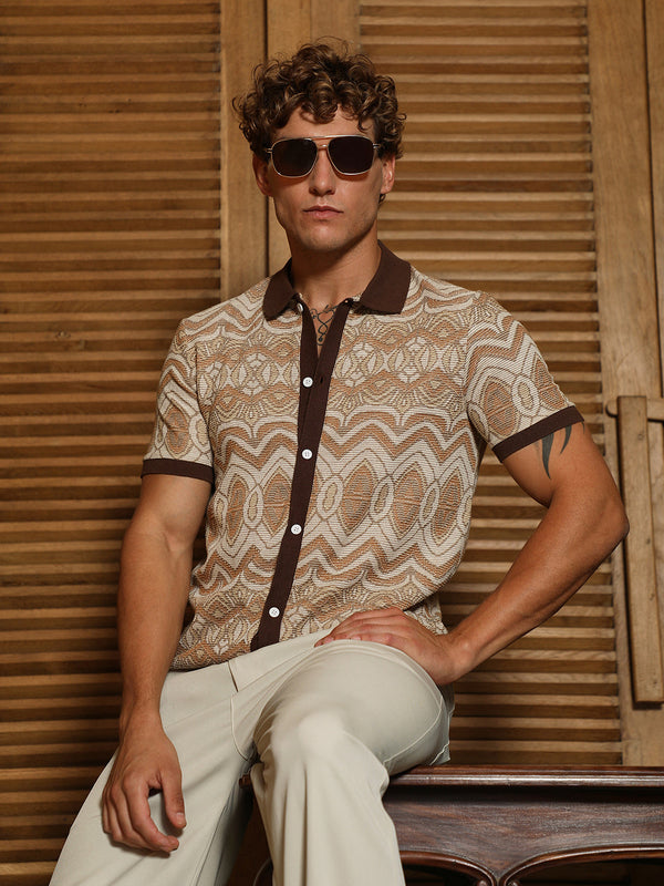 Arched-Knit Polo Shirt