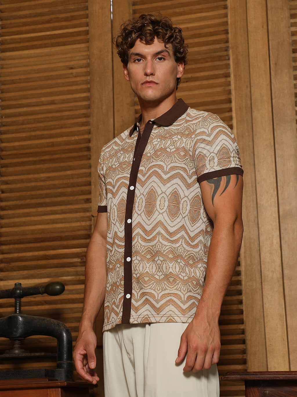Arched-Knit Polo Shirt