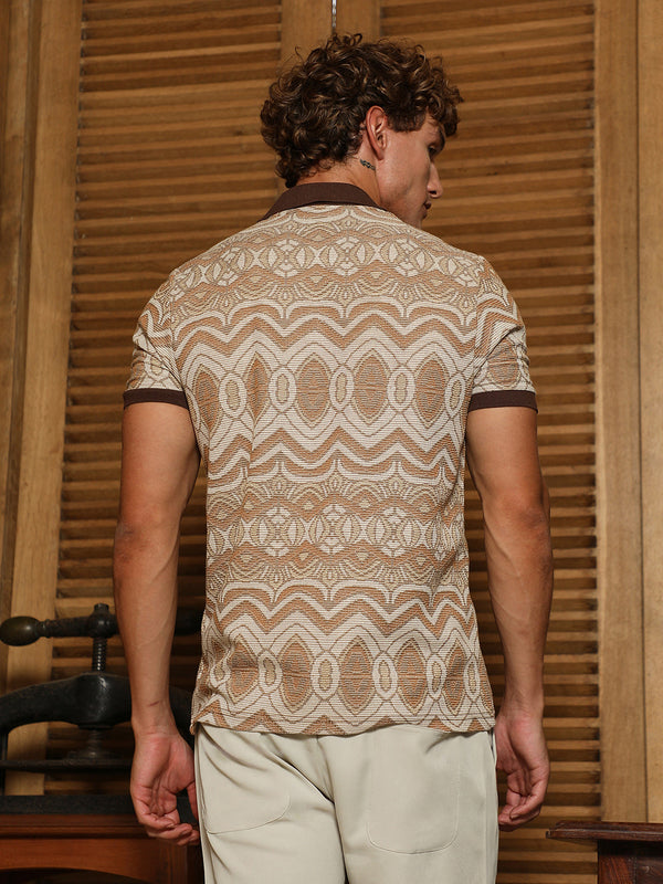 Arched-Knit Polo Shirt