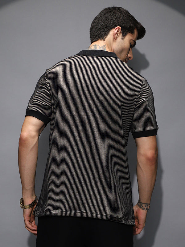 Pinstriped Polo T-Shirt
