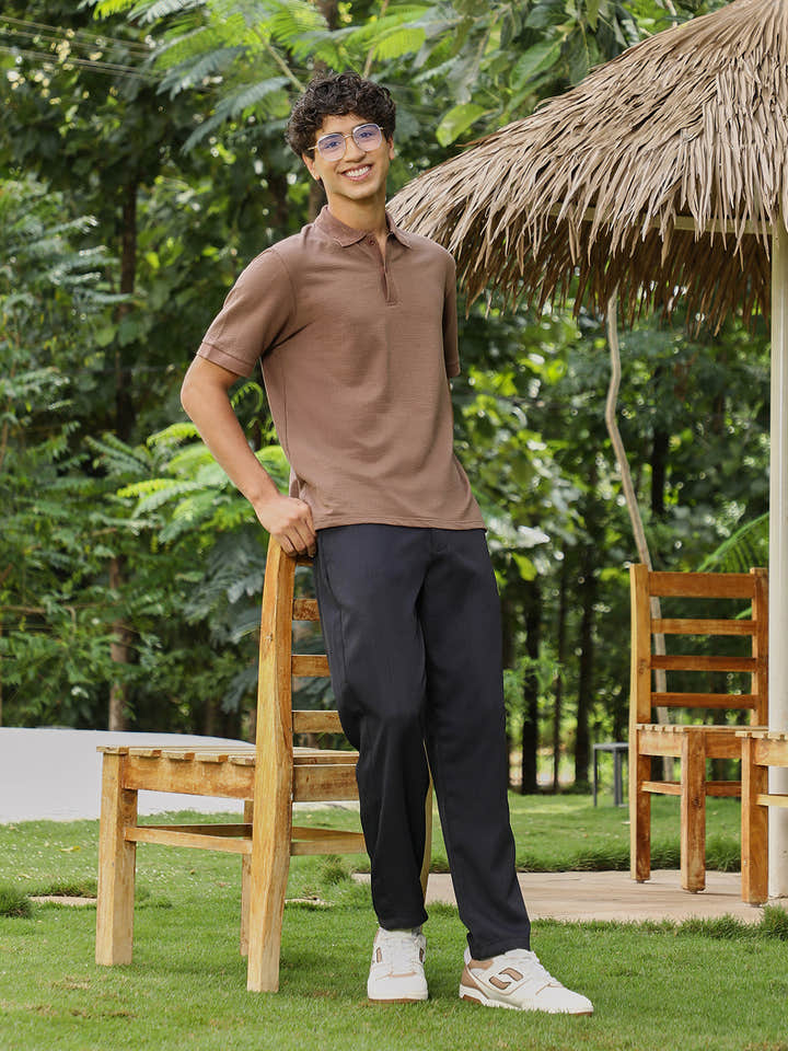 Seersucker-Jacquard Polo T-Shirt