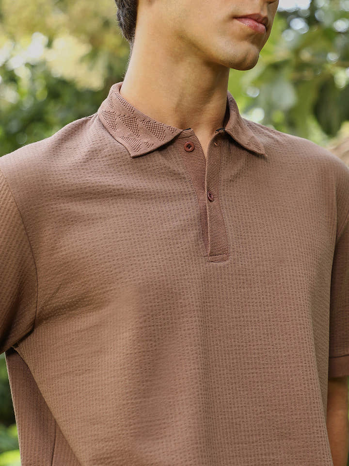 Seersucker-Jacquard Polo T-Shirt