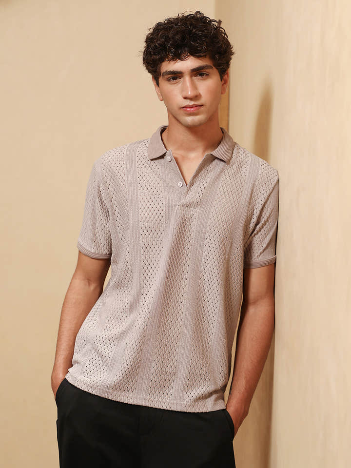 Marquise-Panel Jacquard Polo T-Shirt