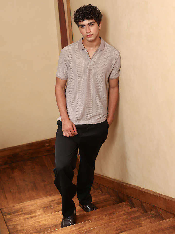 Marquise-Panel Jacquard Polo T-Shirt