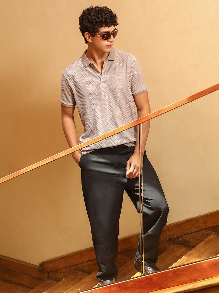 Marquise-Panel Jacquard Polo T-Shirt