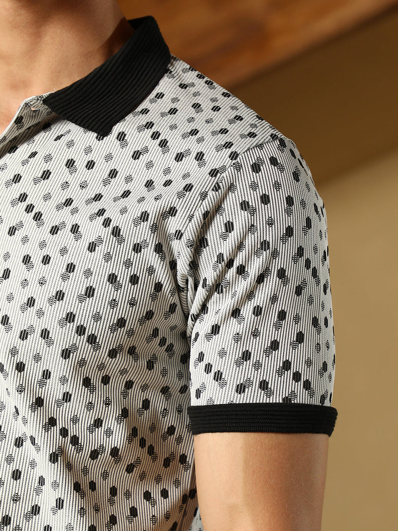 Shadowed-Polka Polo T-Shirt