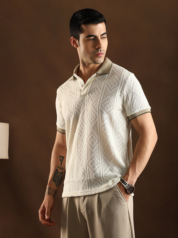 Contrast Rhombus Polo T-Shirt