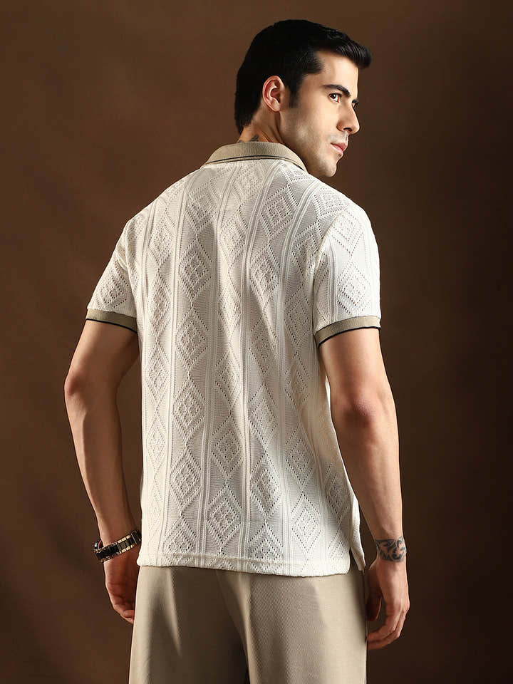 Contrast Rhombus Polo T-Shirt