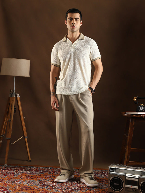 Contrast Rhombus Polo T-Shirt