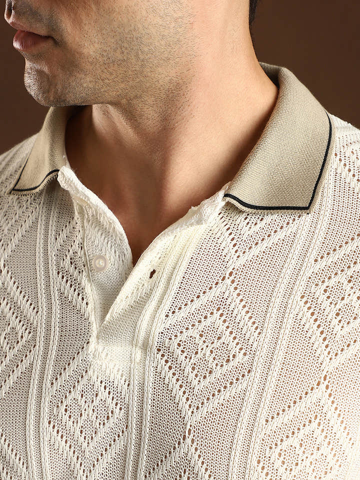 Contrast Rhombus Polo T-Shirt