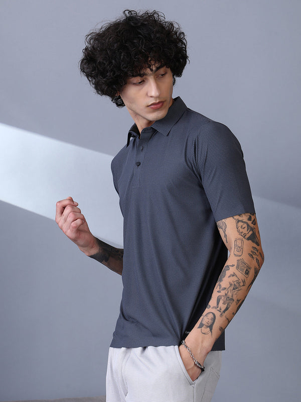 Seamless Striped Polo T-Shirt