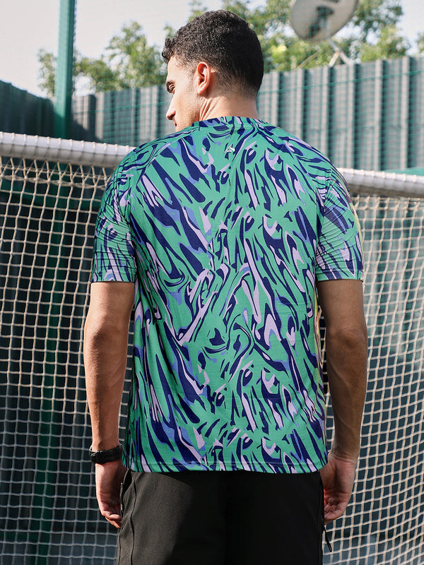 Abstract-Overlap Activewear T-Shirt