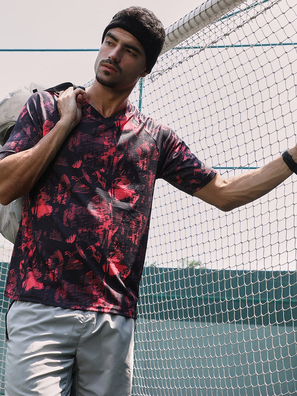 Abstract-Imprint Activewear T-Shirt