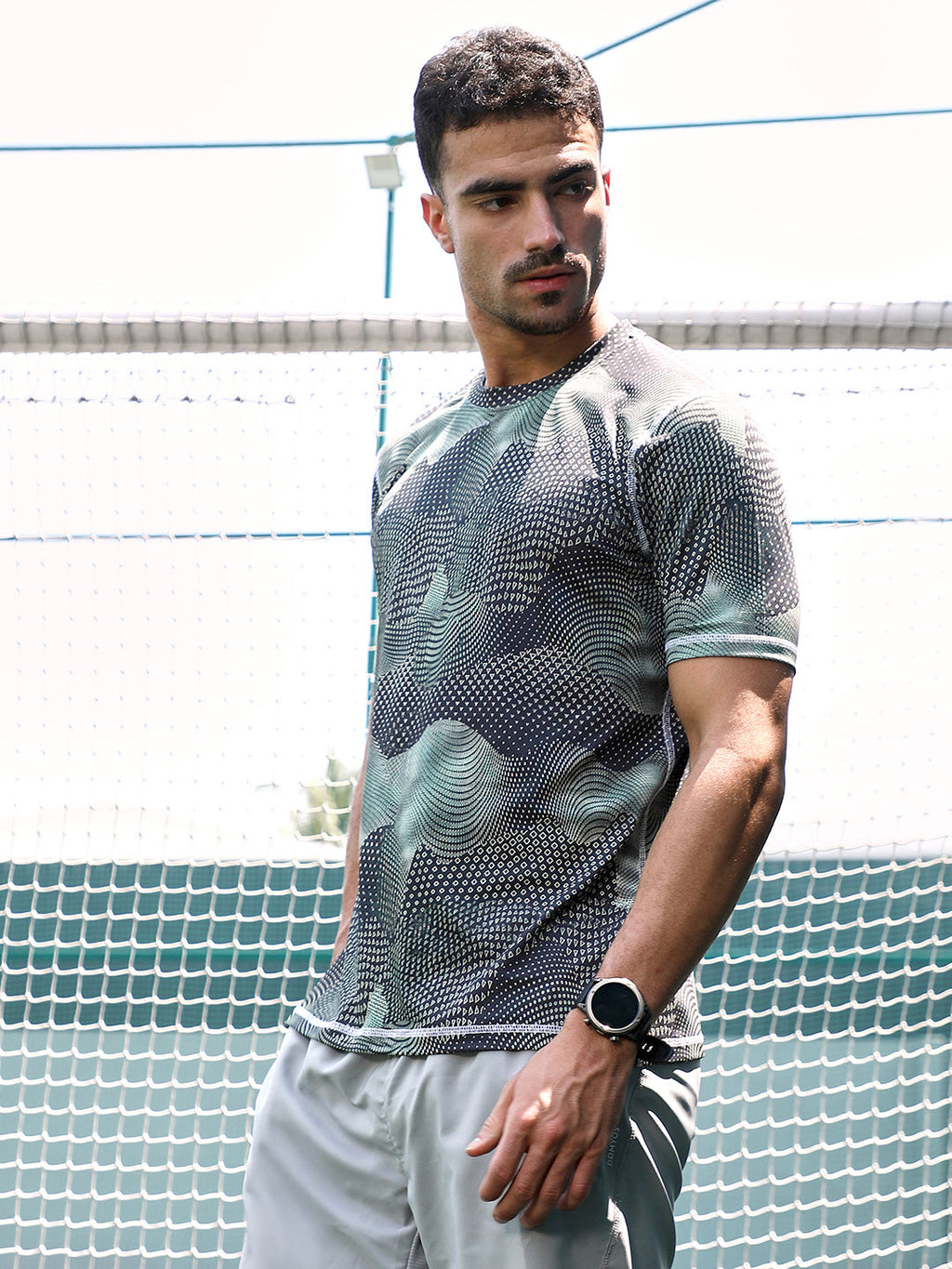 Abstract-Motif Activewear T-Shirt