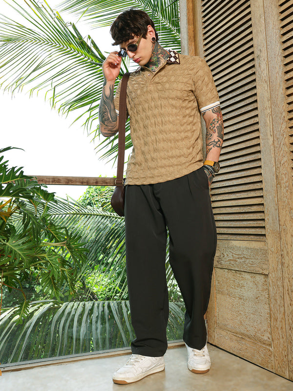 Block Argyle-Knit Polo T-Shirt