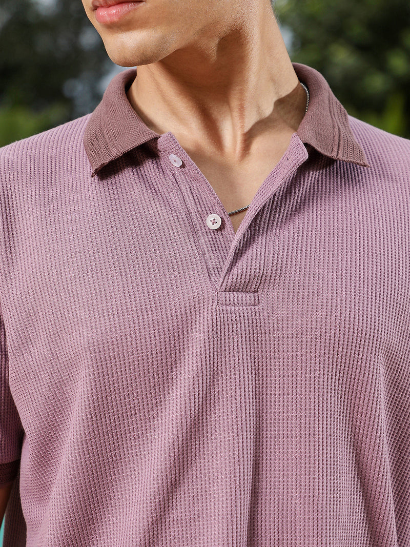 Textured-Knit Polo T-Shirt