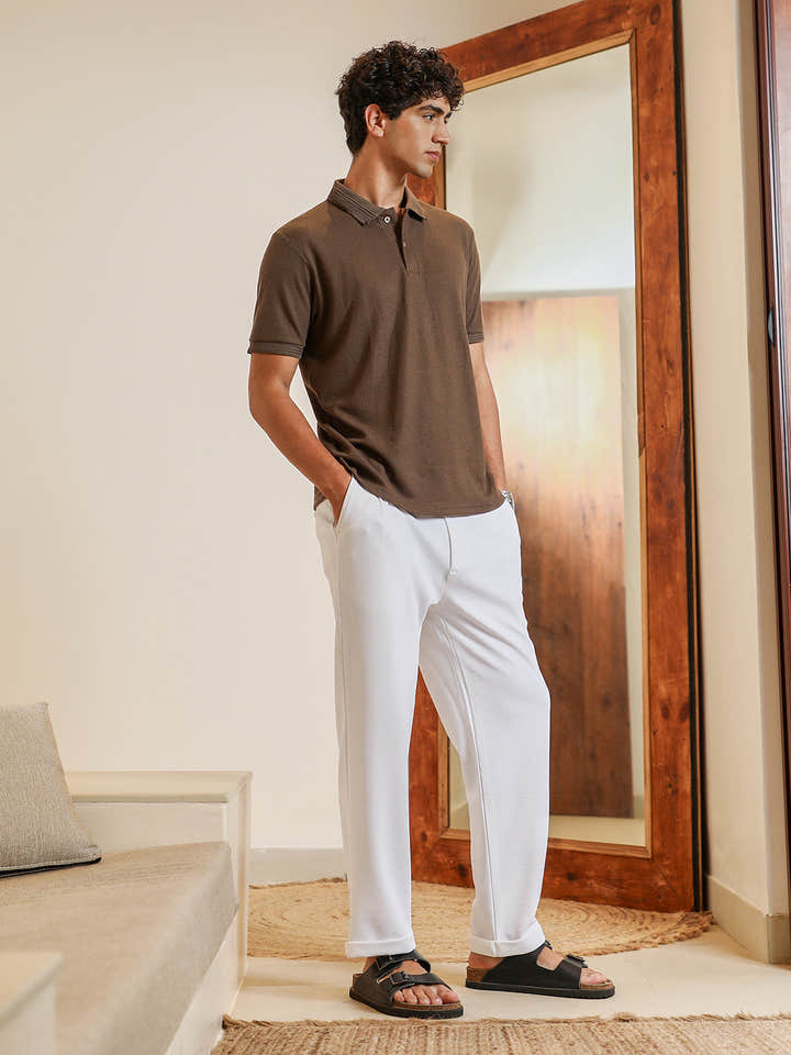 Textured-Knit Polo T-Shirt