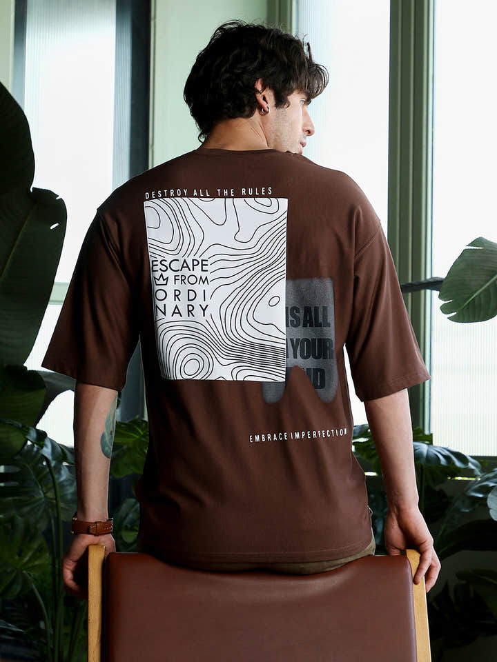 Escape-Ordinary Imprint Oversized T-Shirt