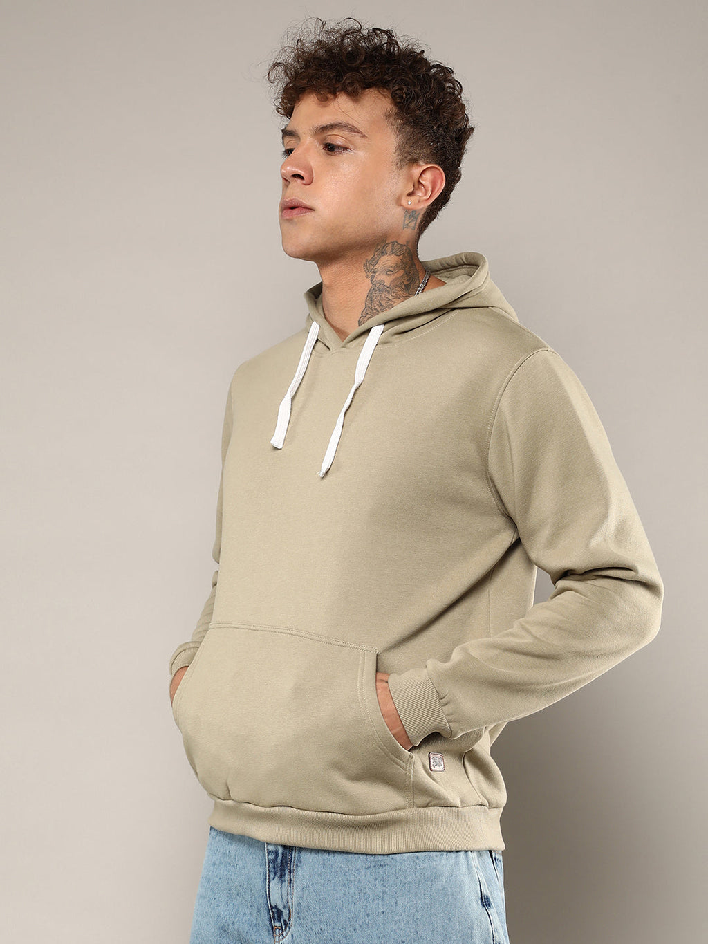 Pullover Hoodie With Contrast Drawstring