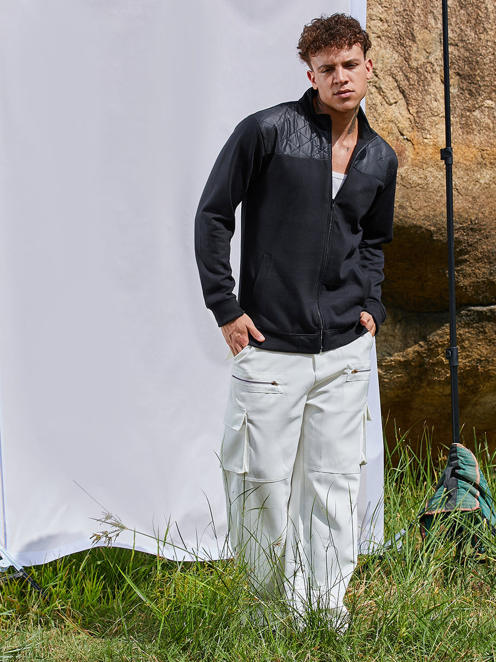 Zip-Front Jacket With Quilted Detail