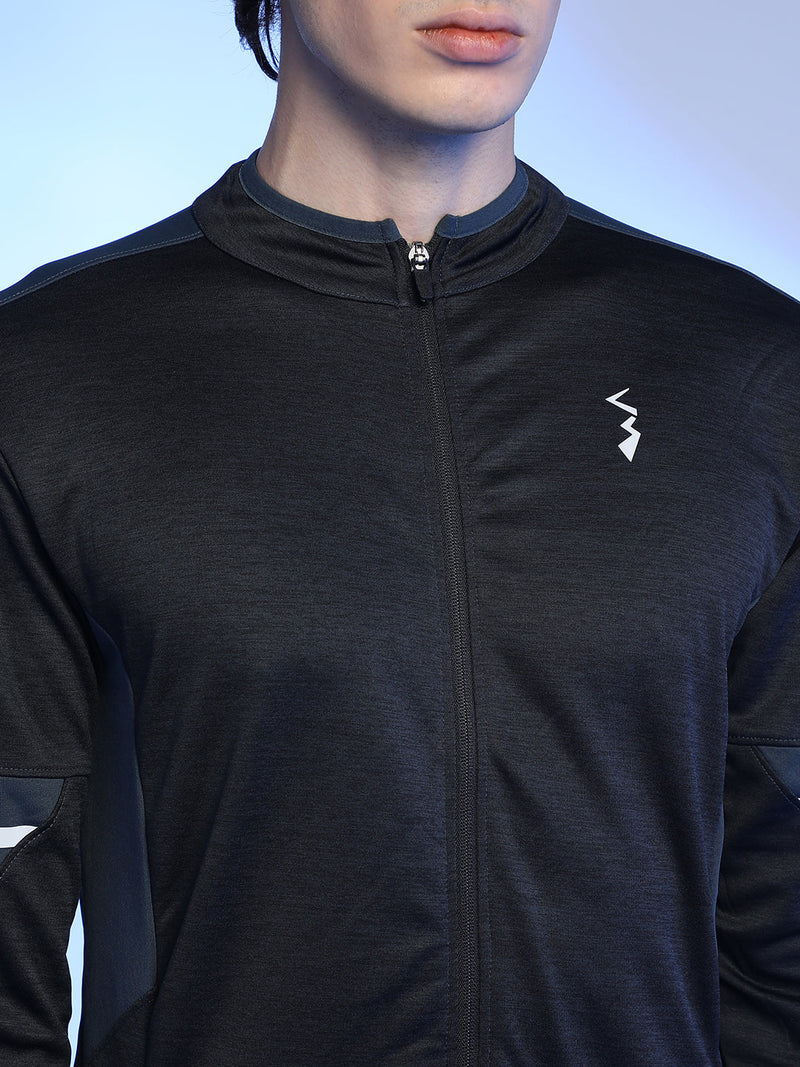 Heathered Activewear Jacket With Contrast Detail