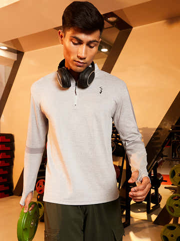 Heathered Self-Design Activewear T-Shirt