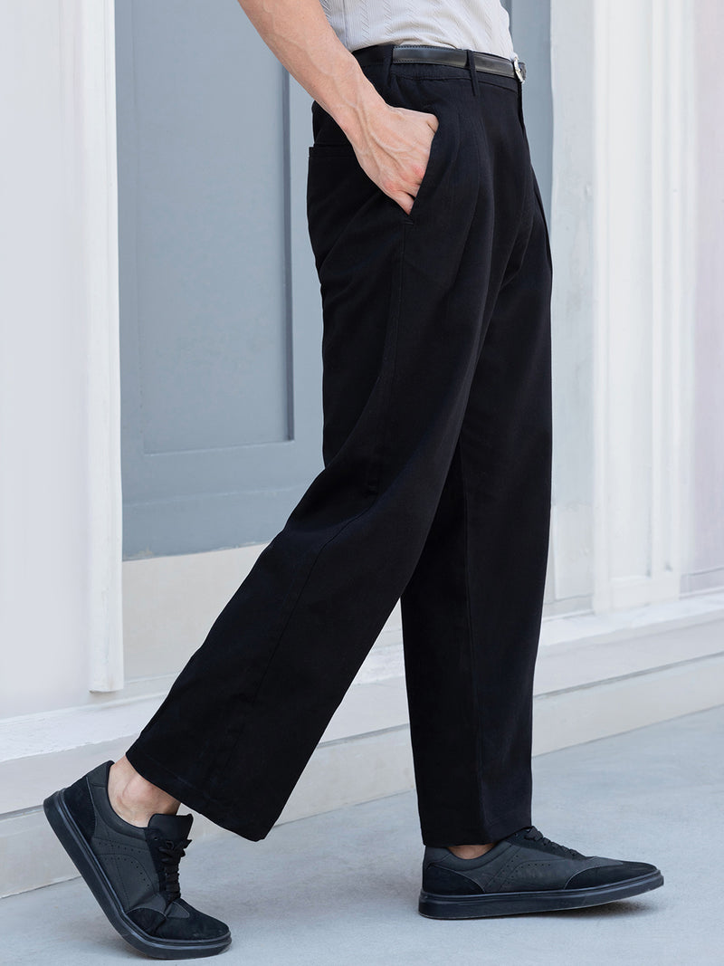 CAHOOT Men's Black Solid Trousers - view 2