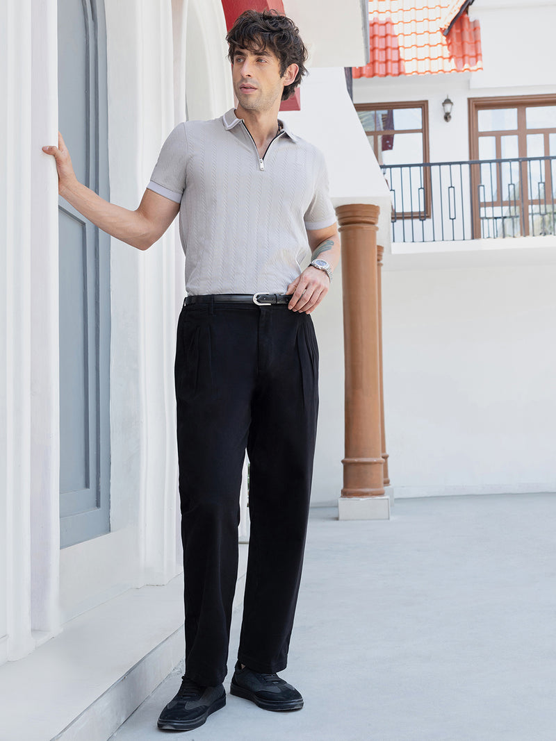 CAHOOT Men's Black Solid Trousers - view 4