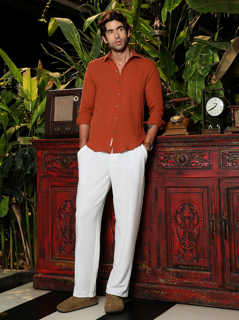 CAHOOT Men's White Solid Trousers - view 5