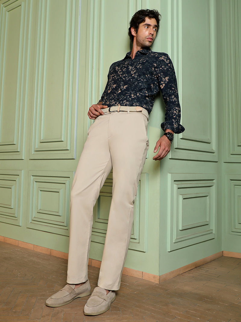 CAHOOT Men's Beige Solid Trousers - view 5