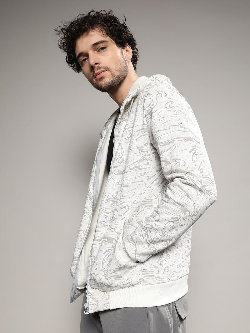 Contrast Fluid Zip Front Hoodie