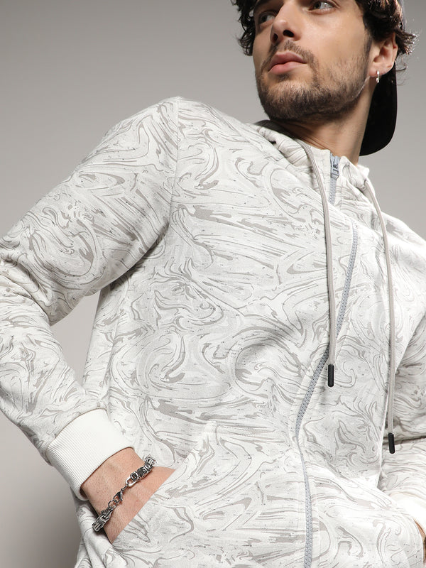 Contrast Fluid Zip Front Hoodie