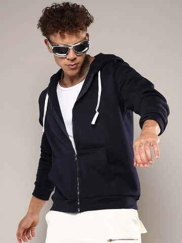 Zip-Front Hoodie With Contrast Drawstring