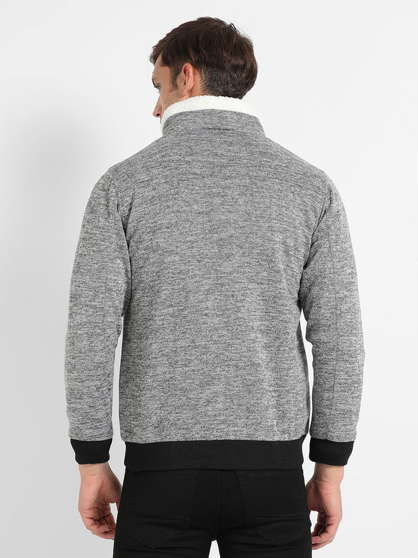 Heathered Jacket With Fleece Detail