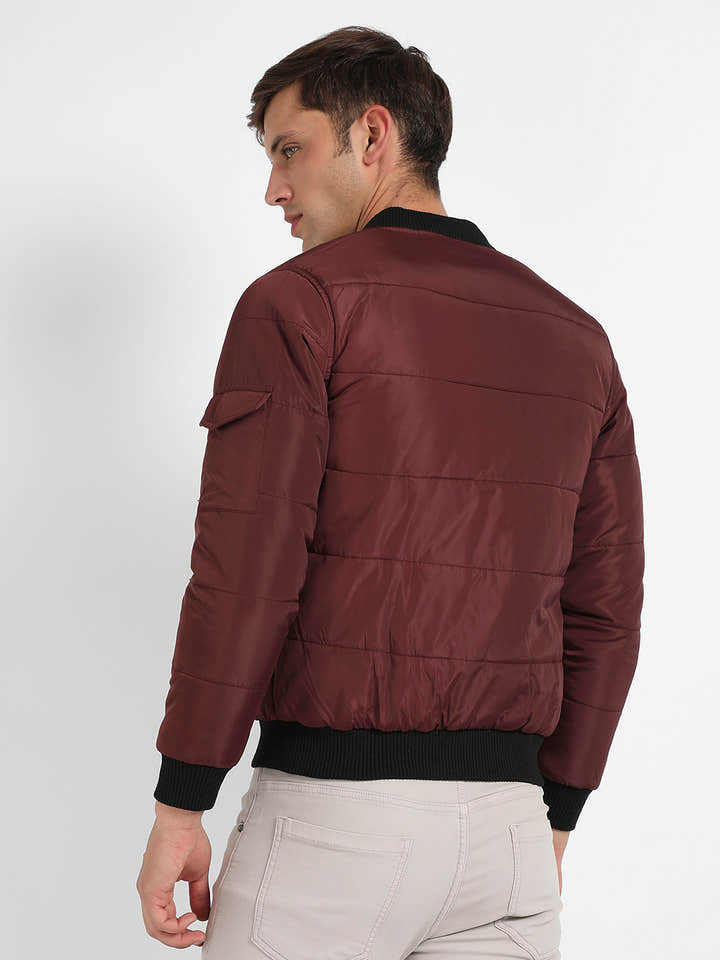 Puffer Jacket With Contrast Hem