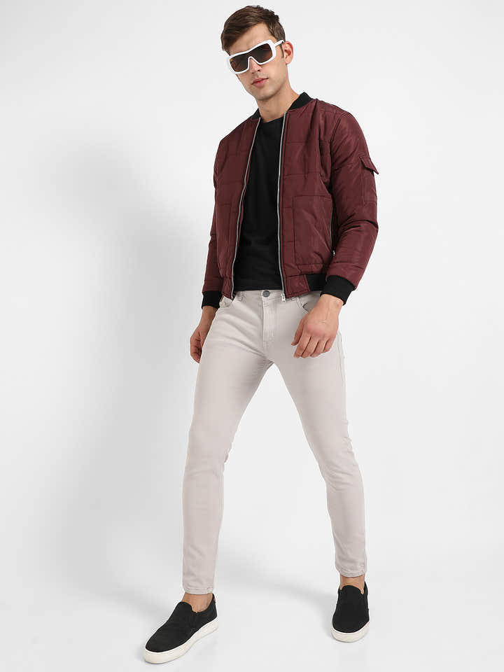 Puffer Jacket With Contrast Hem