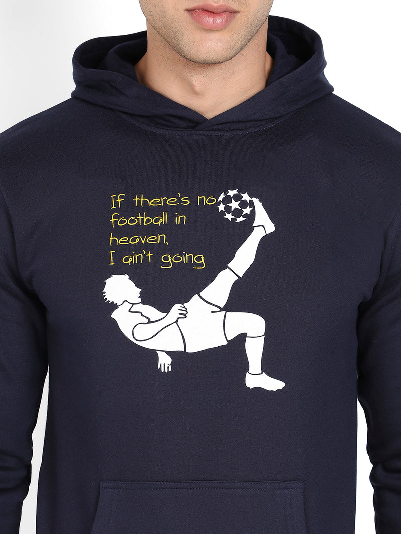 Men's Navy Blue Football Hoodie With Kangaroo Pocket