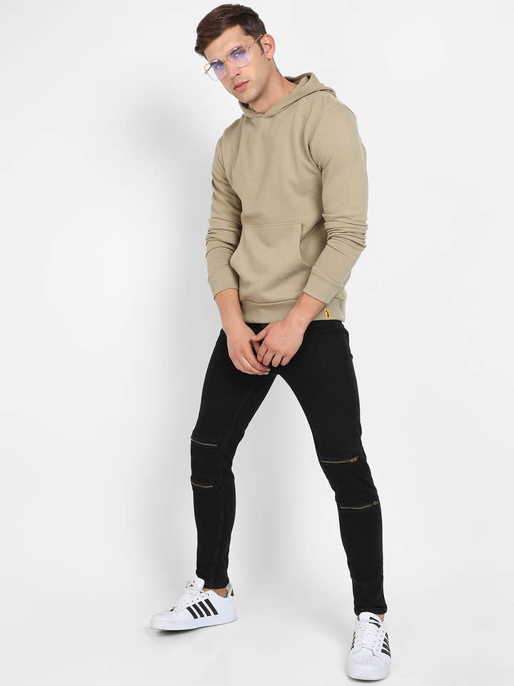 Pullover Hoodie With Contrast Drawstring