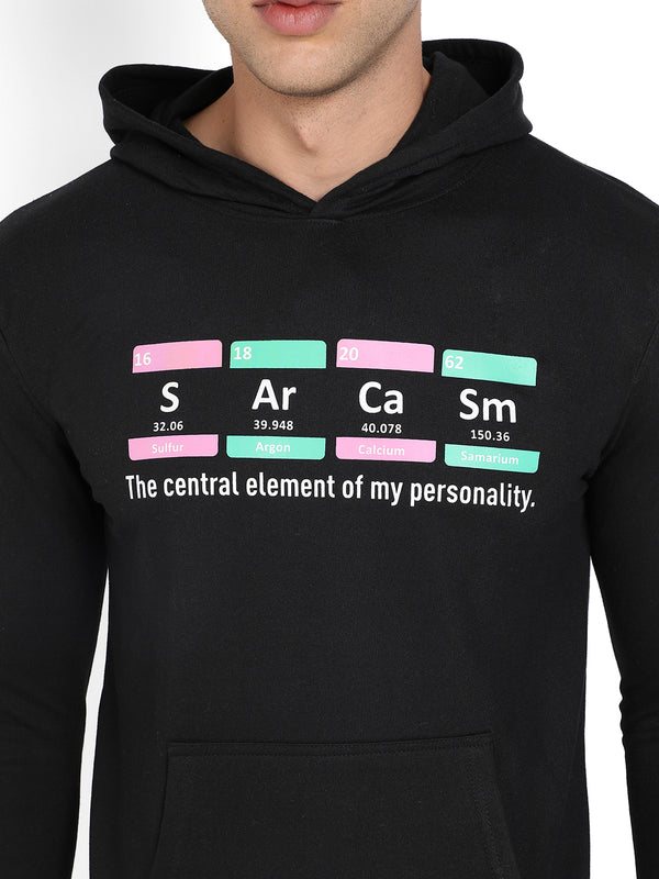 Men's Black Sarcasm Hoodie With Kangaroo Pocket