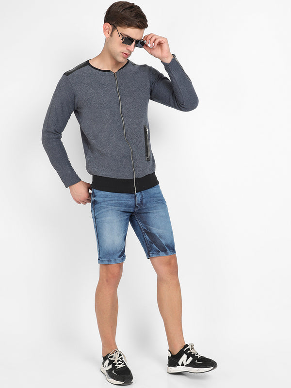 Zip-Front Heathered Jacket