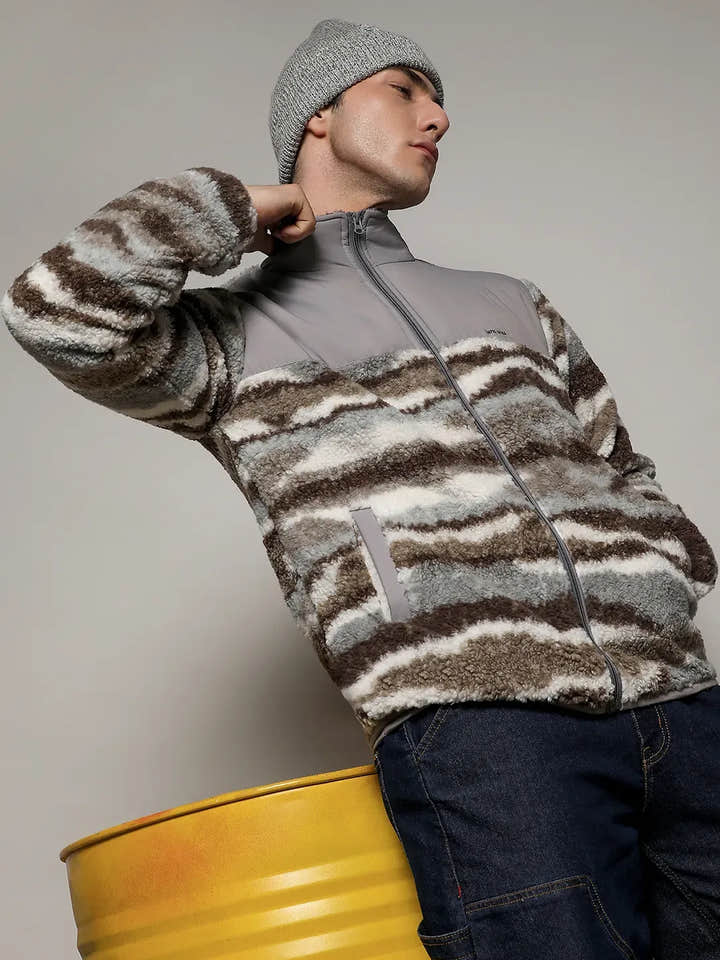 Camouflage Sherpa Zip-Front Jacket