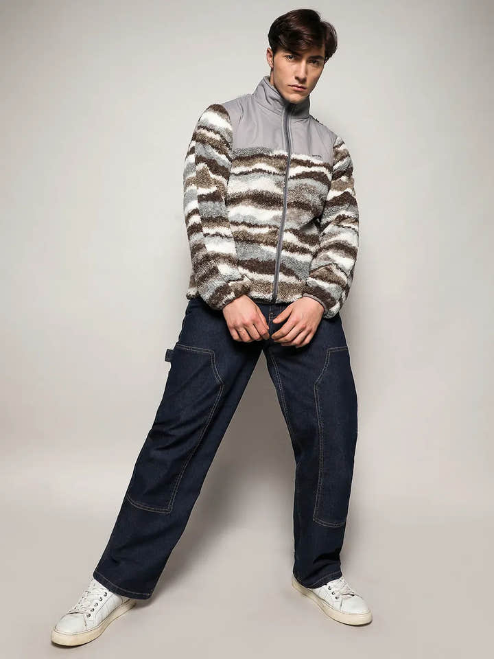 Camouflage Sherpa Zip-Front Jacket